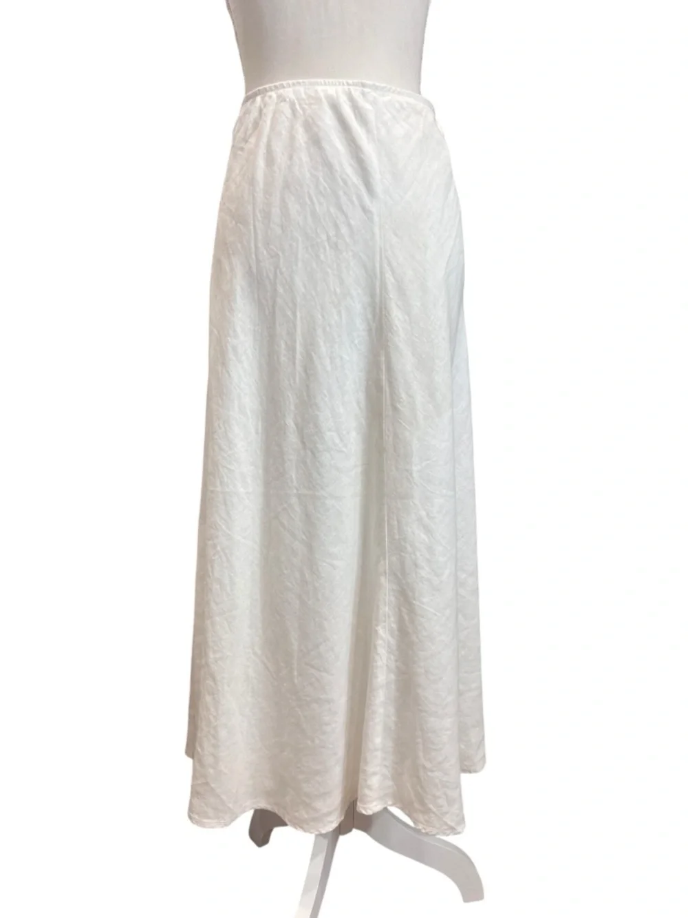 Eileen Fisher Organic Linen Ivory Maxi Skirt XL Pull On Flowy Minimalist - Picture 2 of 10
